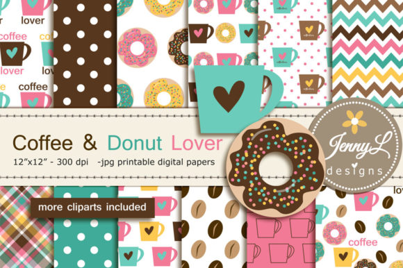 Coffee Digital Papers and Donut Clipart: A Creative Resource for Designers and Content Creators